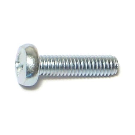 Midwest Fastener M4-0.70 x 16 mm Phillips Pan Machine Screw, Zinc Plated Steel, 25 PK 72474